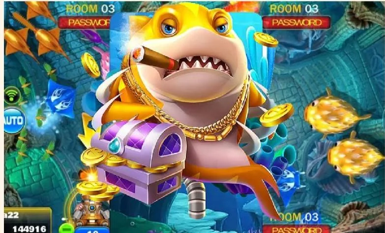 Permainan tembak ikan dengan sasaran dan kontrol meriam di layar mobile